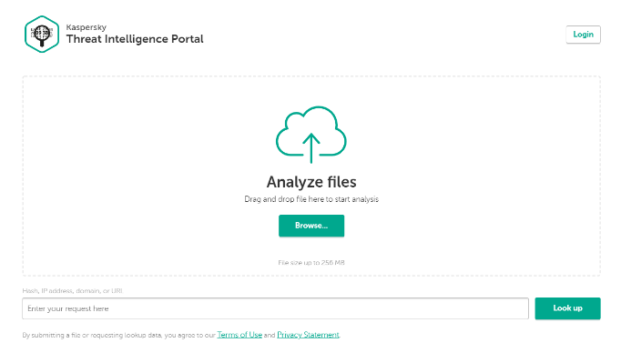 Kaspersky Threat Intelligence Portalトップ画面